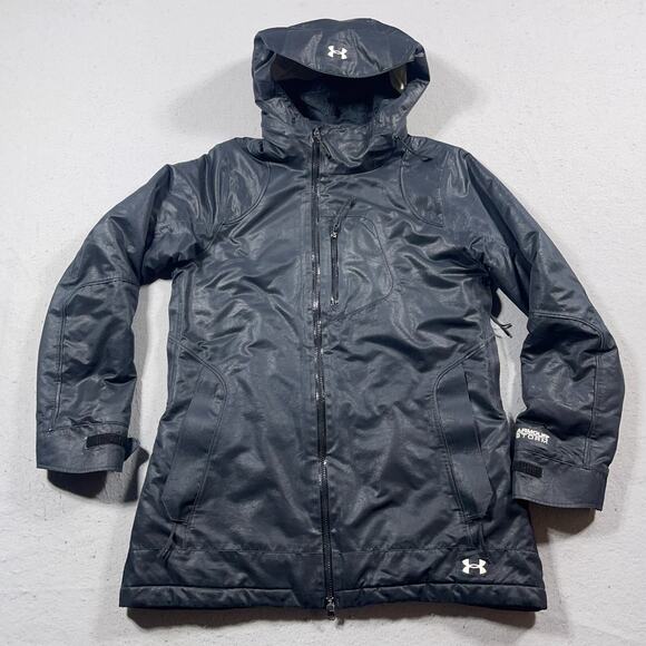 Under‎ Armour ColdGear Infrared Women's Jacket Black Medium Hooded Snow Coat - Picture 1 of 10